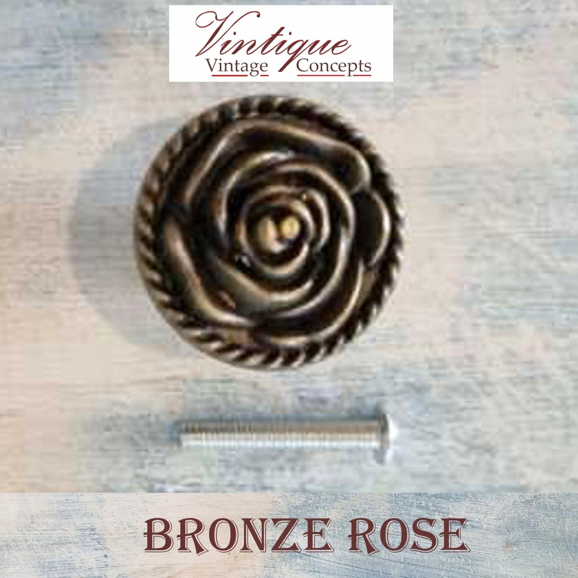 Bronze Furniture Knob Rose 32mm diameter-Vintique Concepts