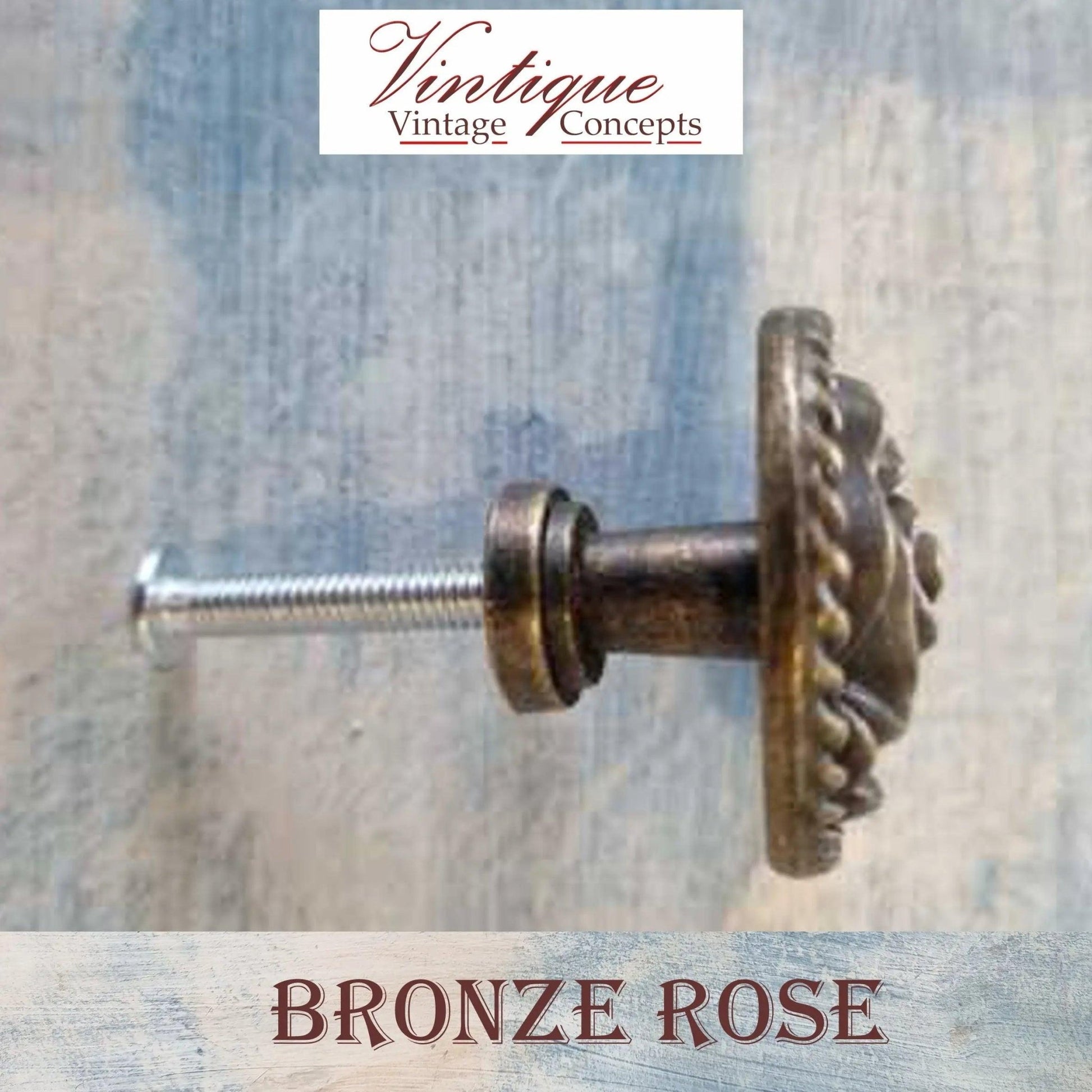 Bronze Furniture Knob Rose 32mm diameter-Vintique Concepts