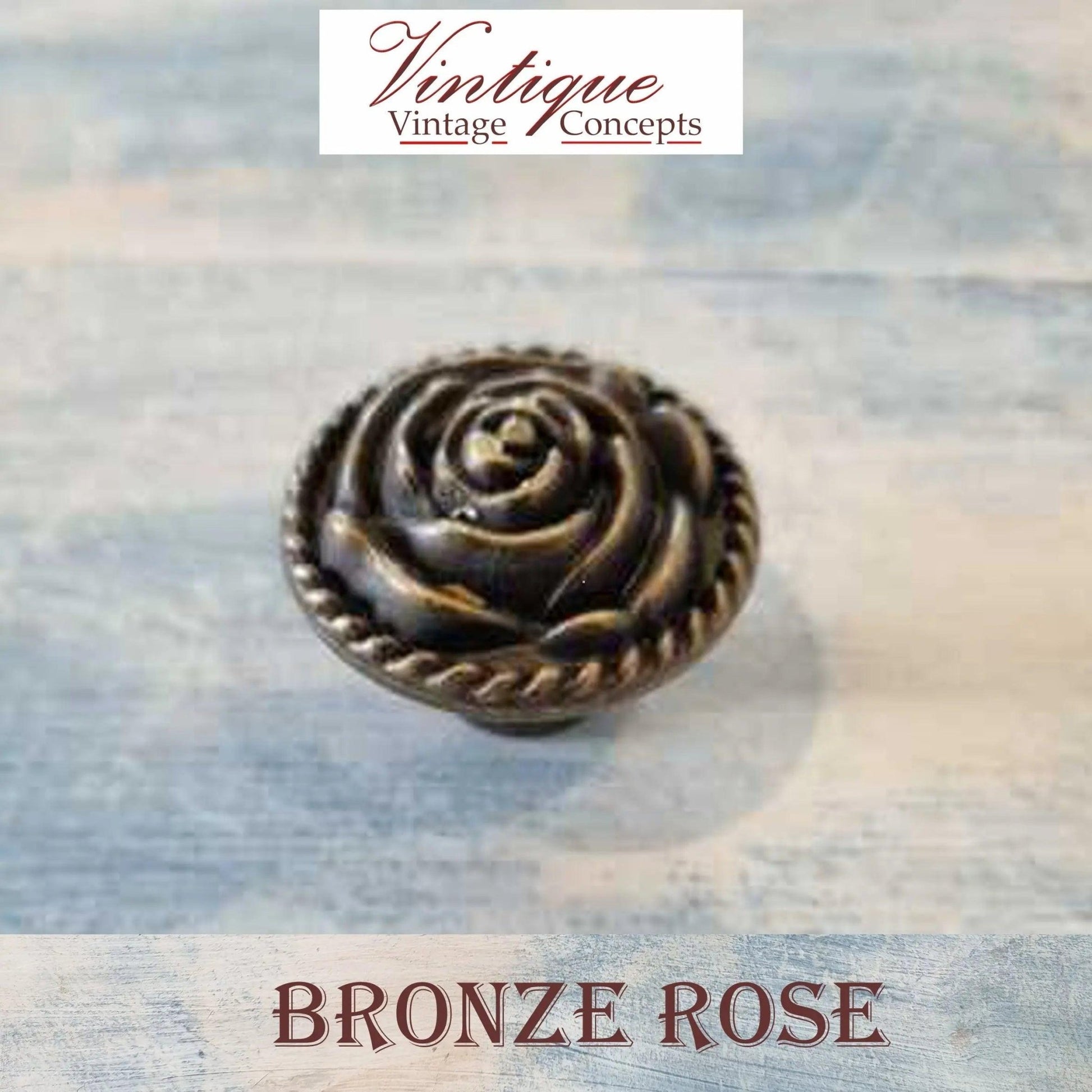 Bronze Furniture Knob Rose 32mm diameter-Vintique Concepts