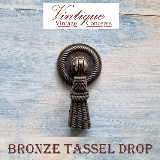 Bronze hanging Curtain Drop drawer  handle 44mm long - Vintique Concepts