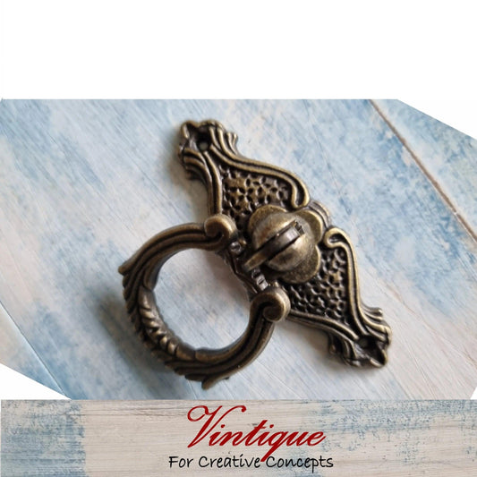 Bronze Ring  with base plate Drawer Handle - Vintique Concepts