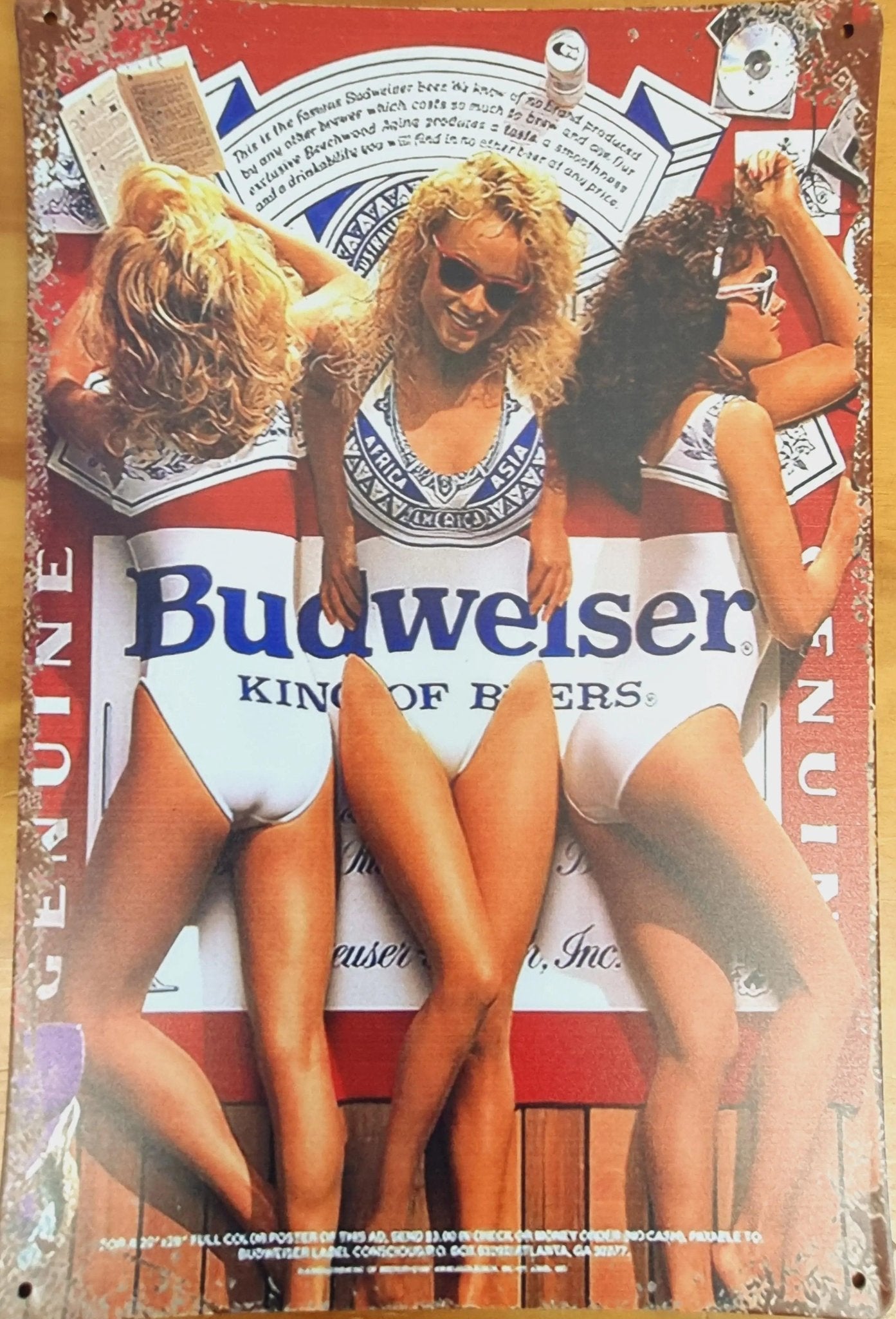 Budweiser King of beers...Tin Sign-Retro 1980s advertsing 30cm x 20cm *-Vintique Concepts