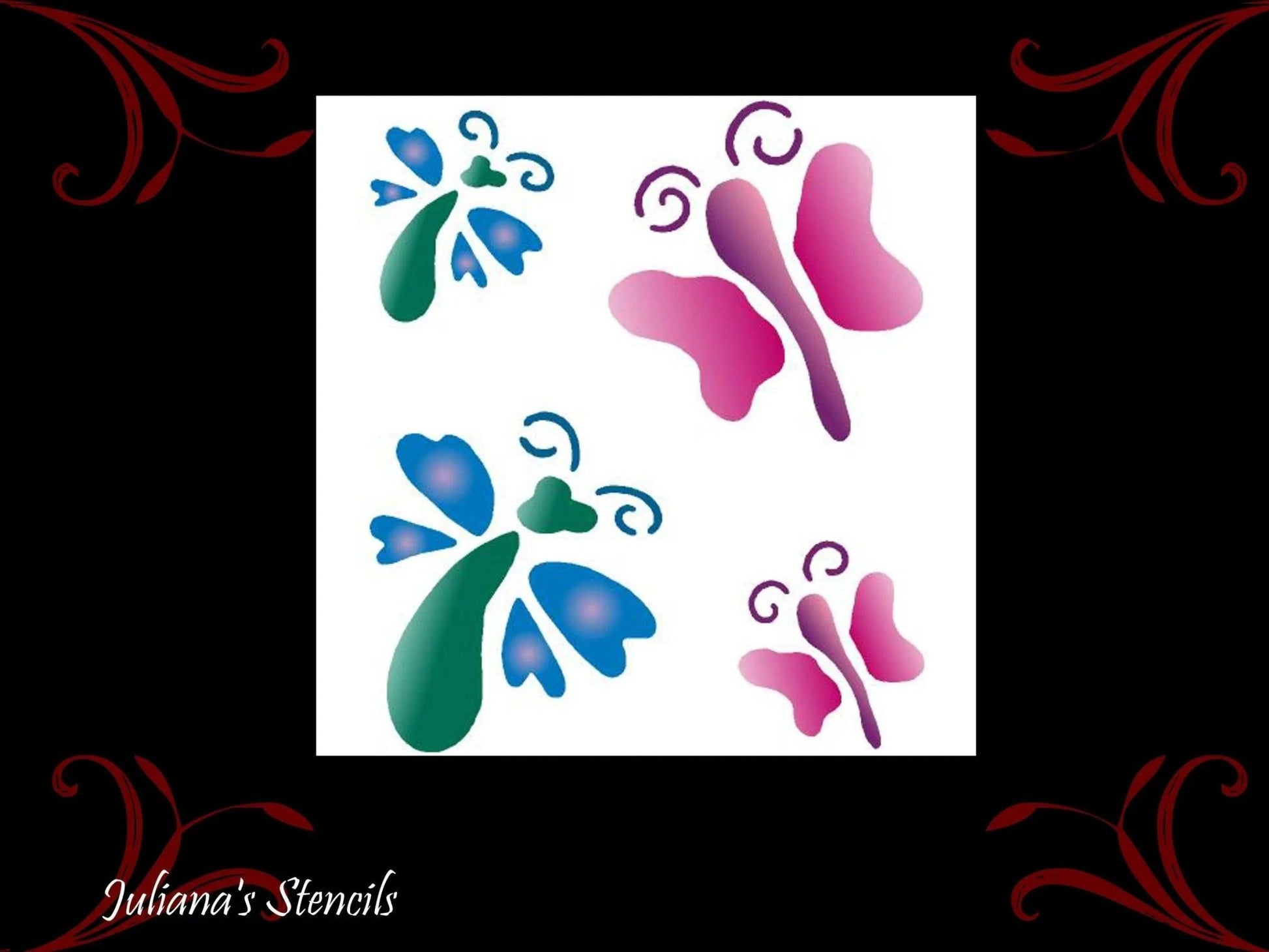 BUTTERFLIES Childrens Furniture Paint Stencil 180mm x 120mm - Vintique Concepts