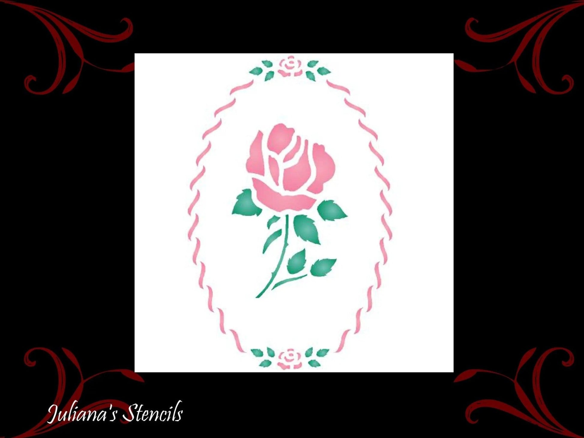 Cameo Rose vintage furniture paint stencil 120mm x 180mm-Vintique Concepts