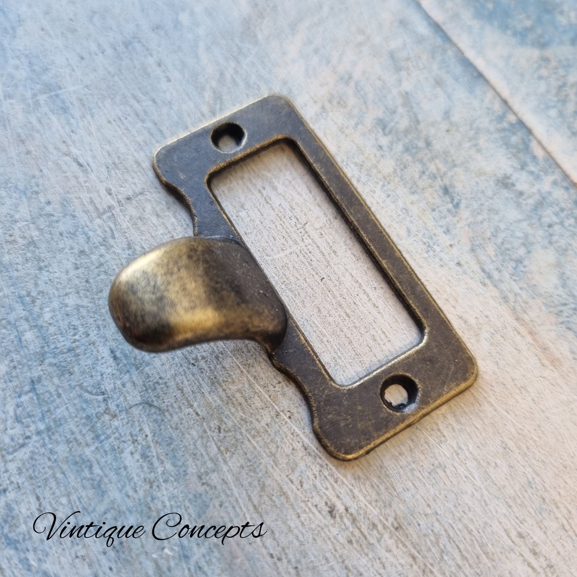 Card holder drawer handle with lip 48mm x 35mm Bronze - Vintique Concepts