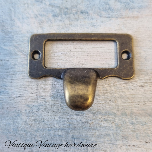 Card holder drawer handle with lip 48mm x 35mm Bronze - Vintique Concepts