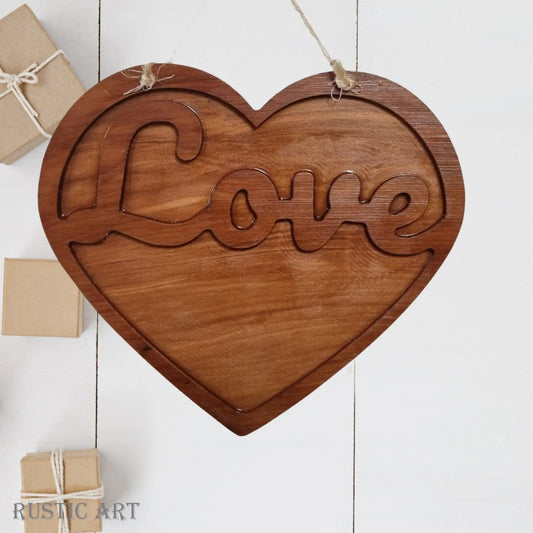 Carved Recycled Rimu "LOVE" Heart 127mm x 145mm - Vintique Concepts