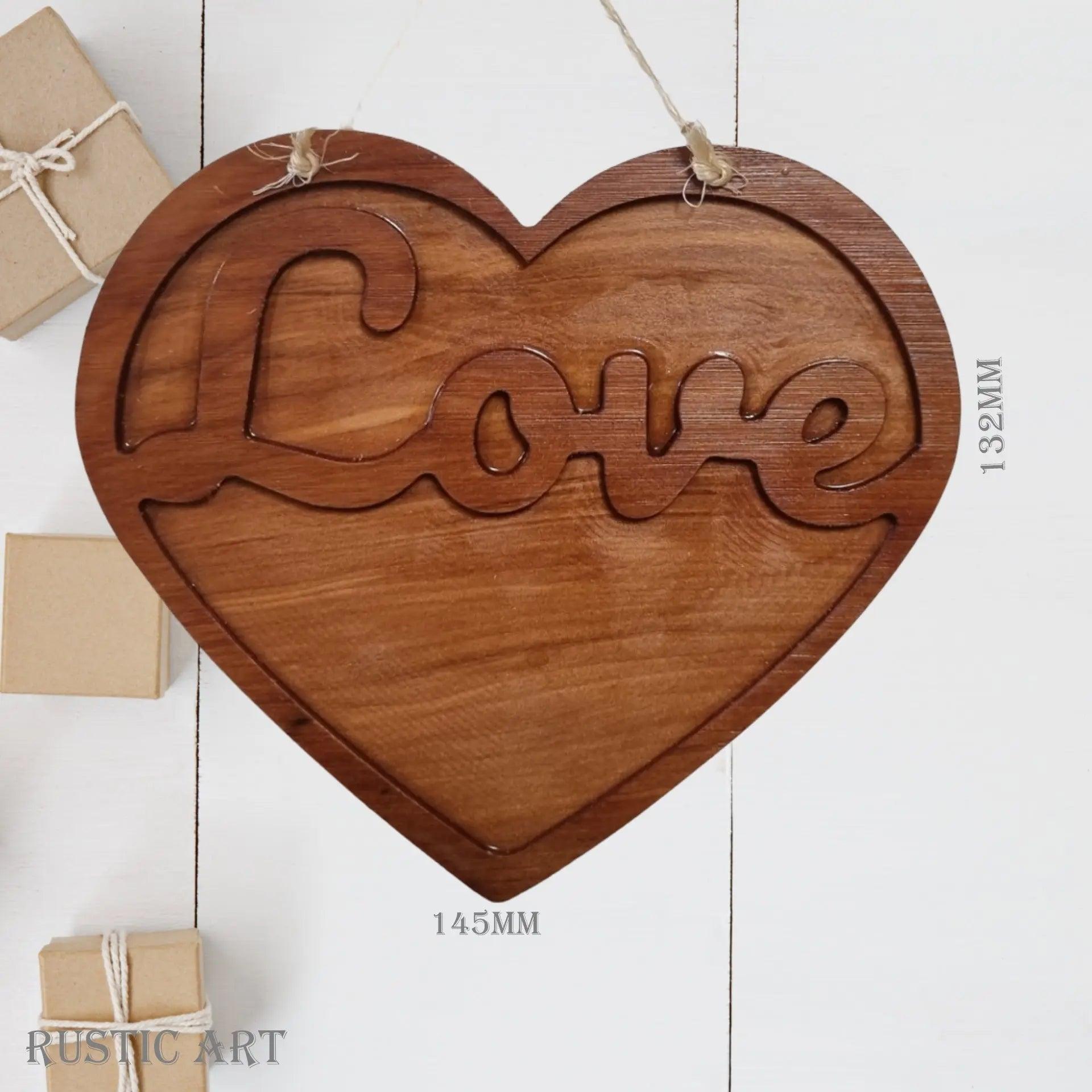 Carved Recycled Rimu "LOVE" Heart 127mm x 145mm - Vintique Concepts