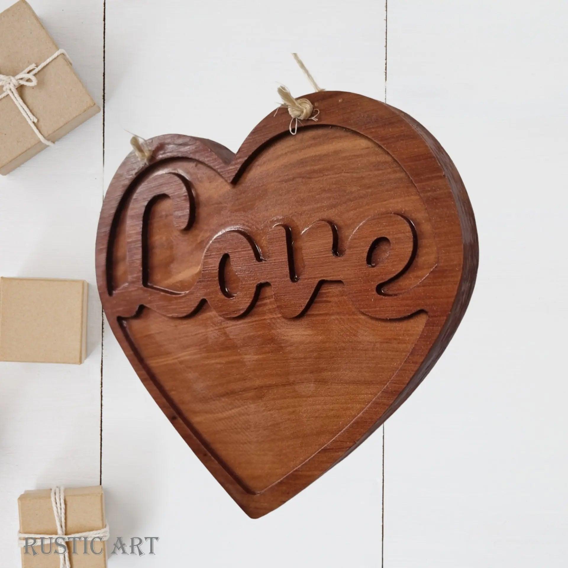 Carved Recycled Rimu "LOVE" Heart 127mm x 145mm - Vintique Concepts