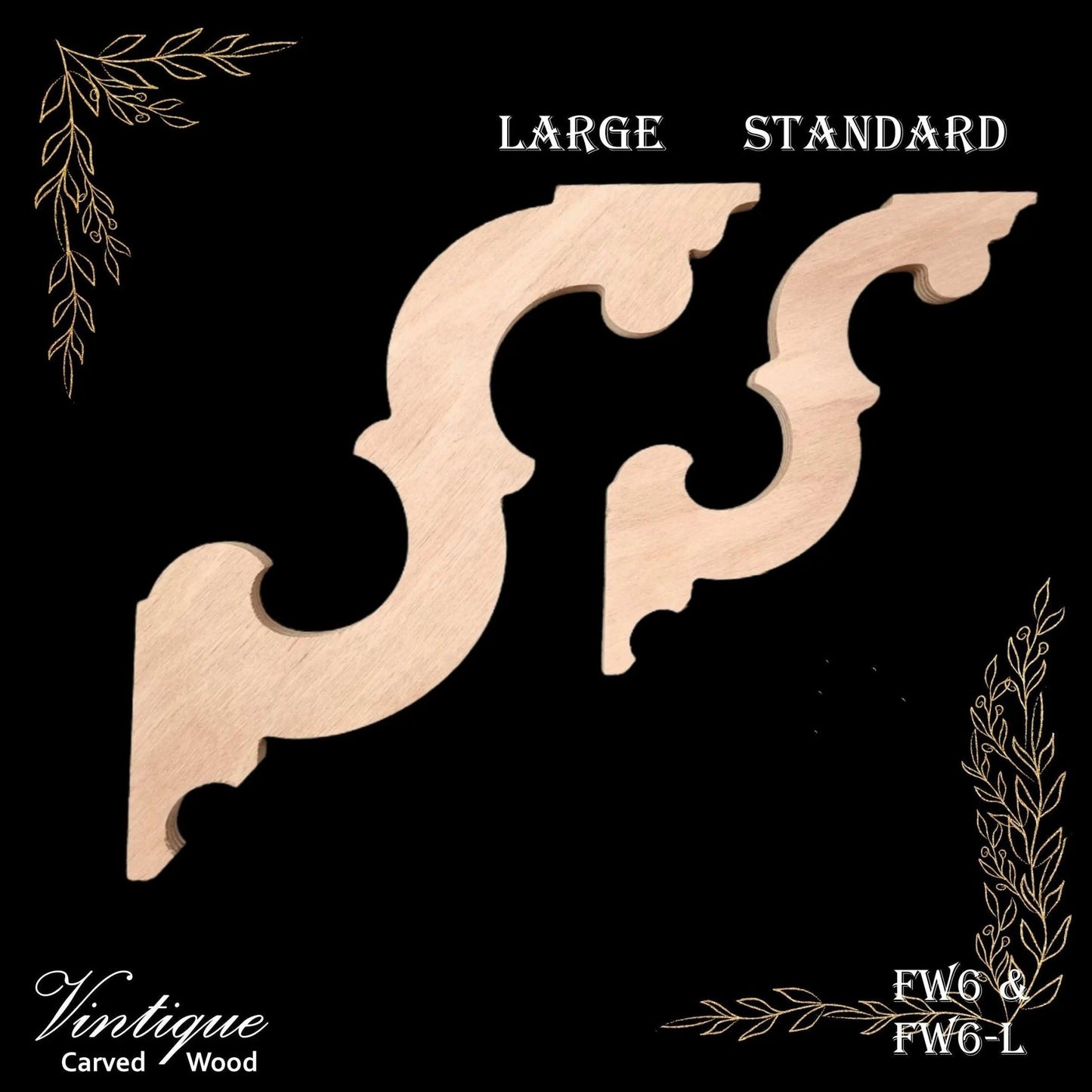 Carved wooden Lace Fretwork Corner -Homestead Large (FW6-L) 295mm x 245mm-Vintique Concepts