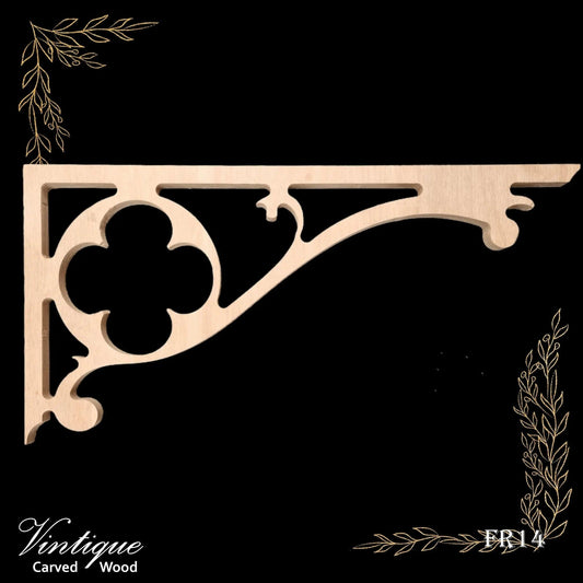 Carved wooden Lace Fretwork Corner -Paddy's Clover (FW14) 554mm x 274mm - Vintique Concepts