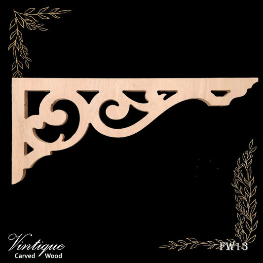 Carved wooden Lace Fretwork Corner -Parnell (FW13) 530mm x 230mm - Vintique Concepts
