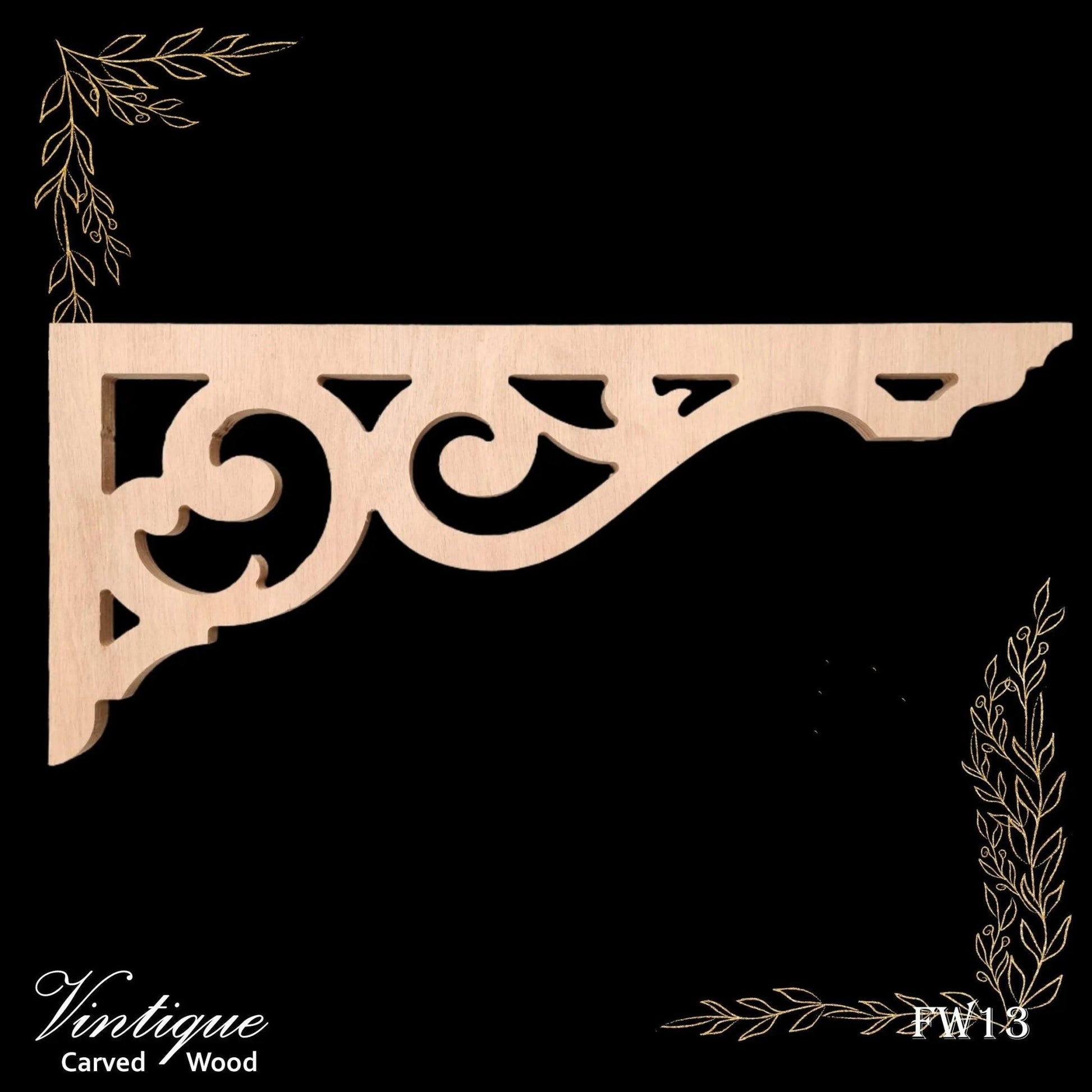 Carved wooden Lace Fretwork Corner -Parnell (FW13) 530mm x 230mm-Vintique Concepts