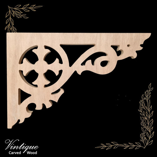 Carved wooden Lace Fretwork-Medieval Cross (FW1) 425mm x 283mm - Vintique Concepts