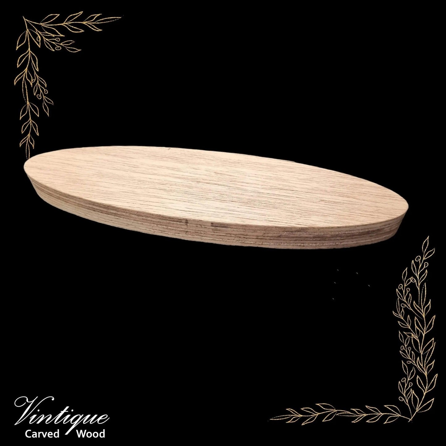 Carved wooden Oval Plinth or base 200mm x 50mm-Vintique Concepts