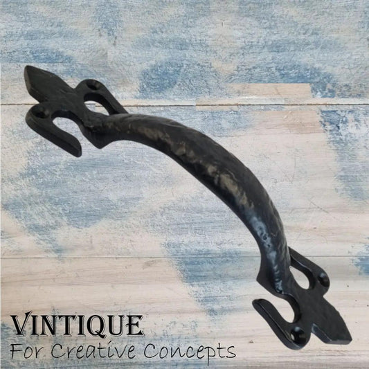 Cast Iron "fleur De Lis" Gate or Door handle 195mm long - Vintique Concepts
