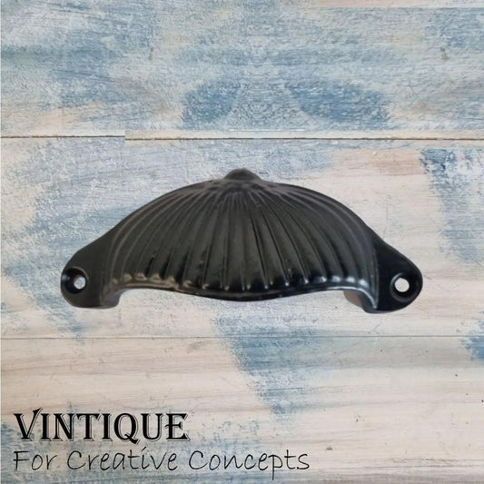 Cast Iron Half Moon Fluted with dome Cup Drawer Handle 105mm long - Vintique Concepts