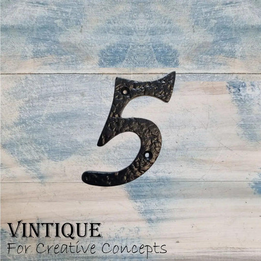 Cast Iron house or letterbox number "5" 100mm - Vintique Concepts