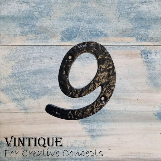 Cast Iron house or letterbox number "9" 100mm - Vintique Concepts