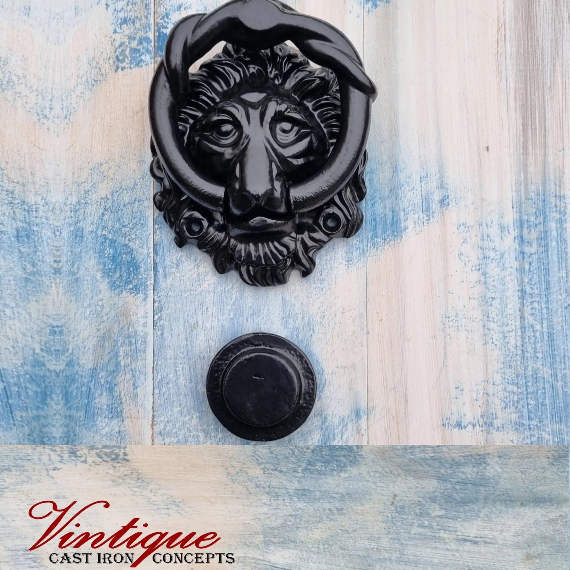 Cast Iron Lion Head door Knocker 150mm long - Vintique Concepts