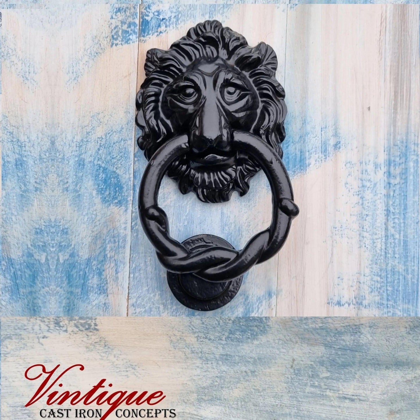 Cast Iron Lion Head door Knocker 150mm long - Vintique Concepts