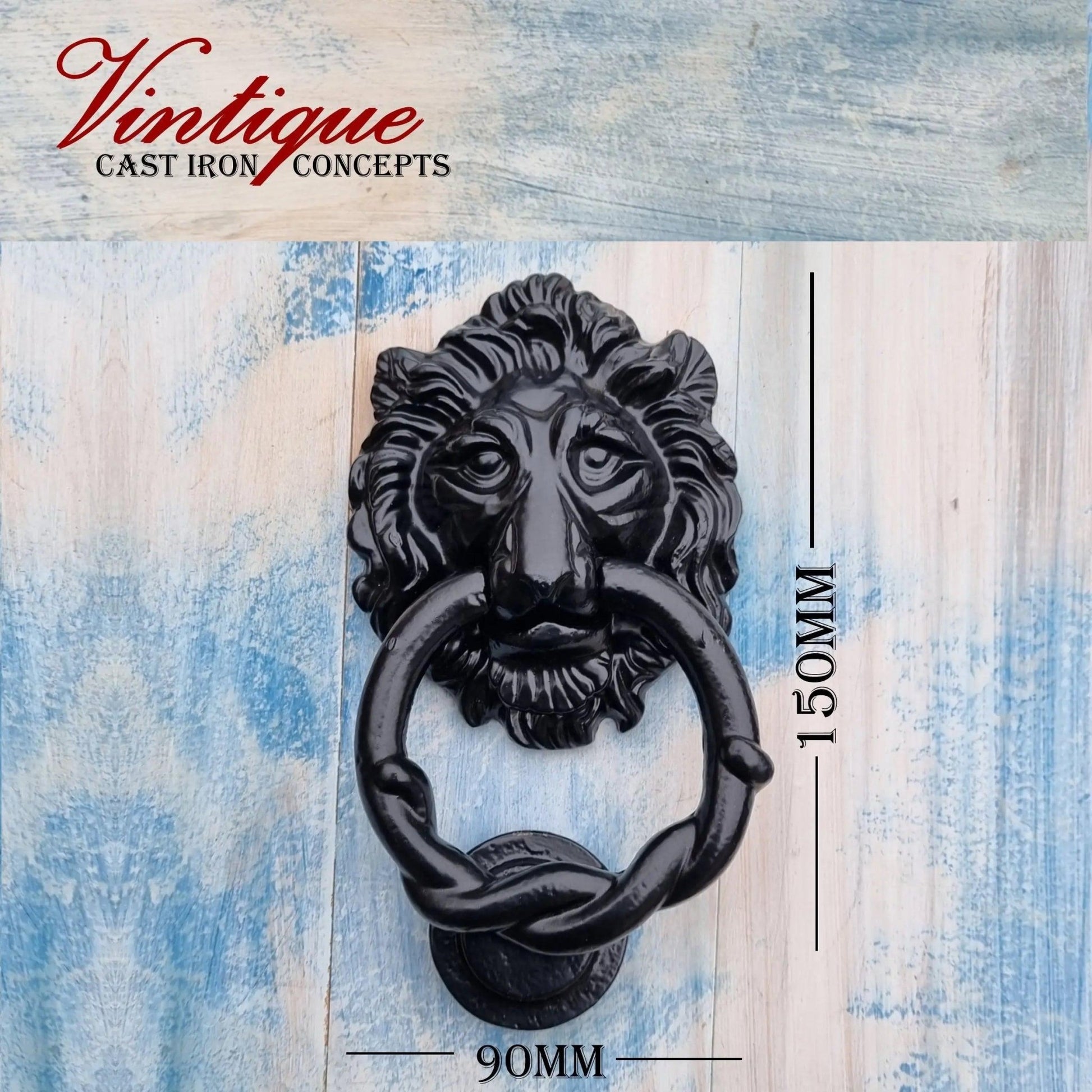 Cast Iron Lion Head door Knocker 150mm long - Vintique Concepts