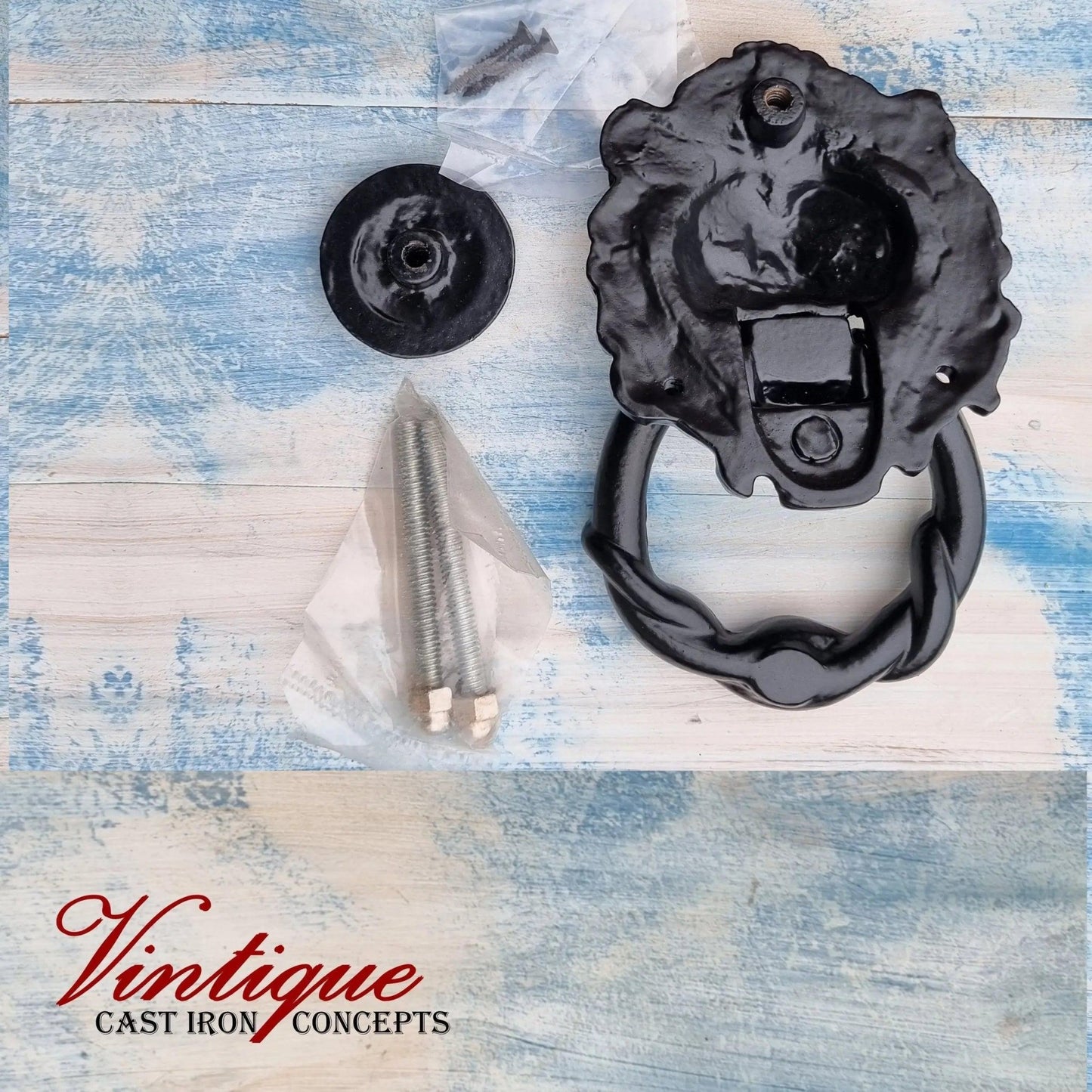 Cast Iron Lion Head door Knocker 150mm long - Vintique Concepts