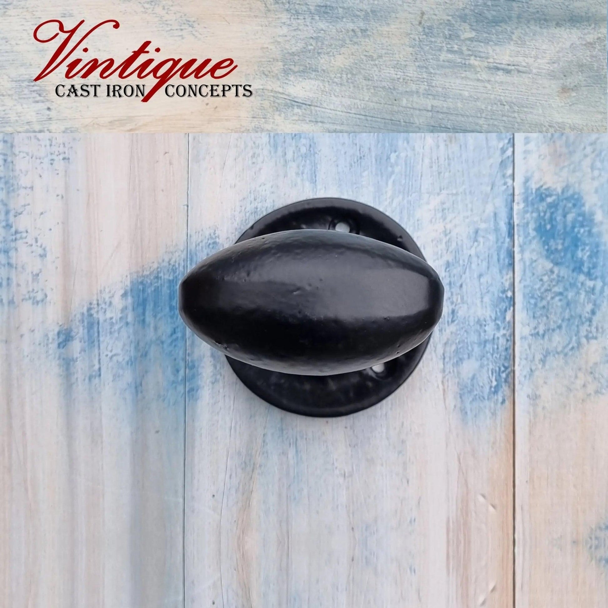 Cast Iron Mortice Oval Door Knob 65mm (each)-Vintique Concepts