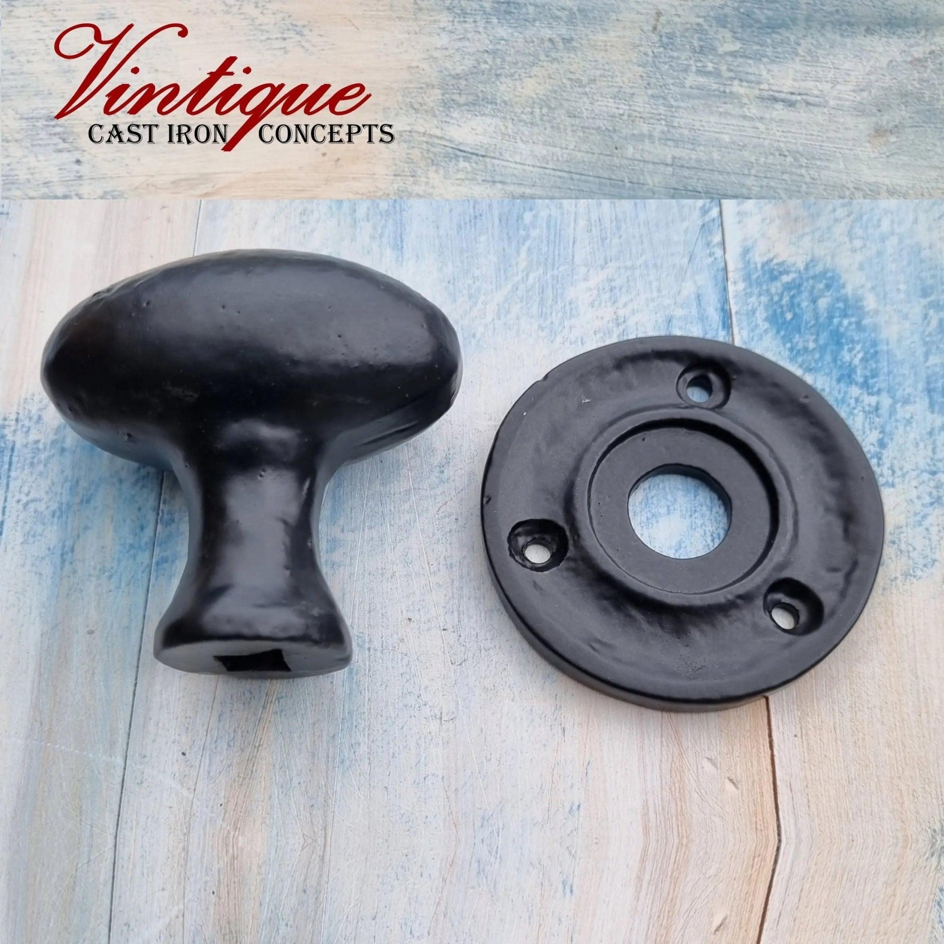 Cast Iron Mortice Oval Door Knob 65mm (each)-Vintique Concepts