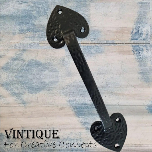 Cast Iron Tapered Heart Gate or Door handle 200mm long - Vintique Concepts