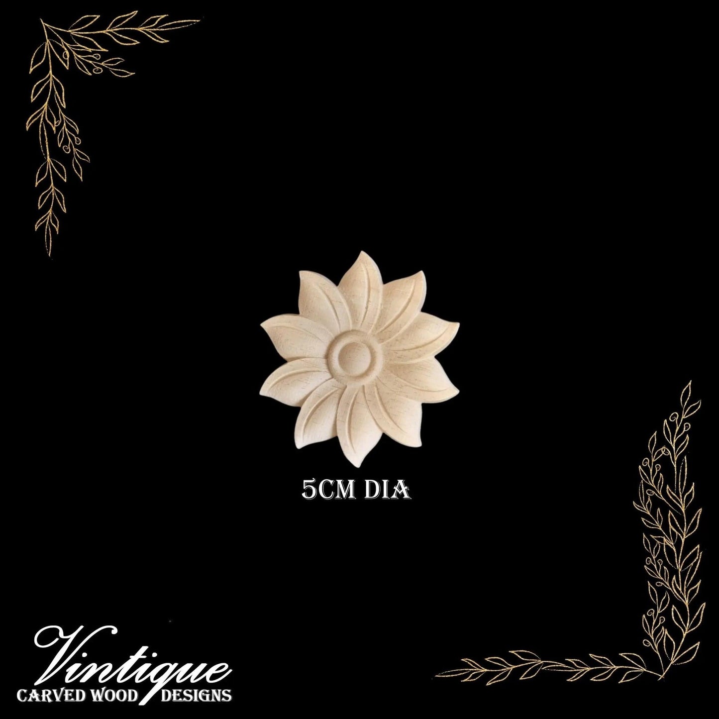 Centre Sunflower wood applique 5cm Diameter-Vintique Concepts