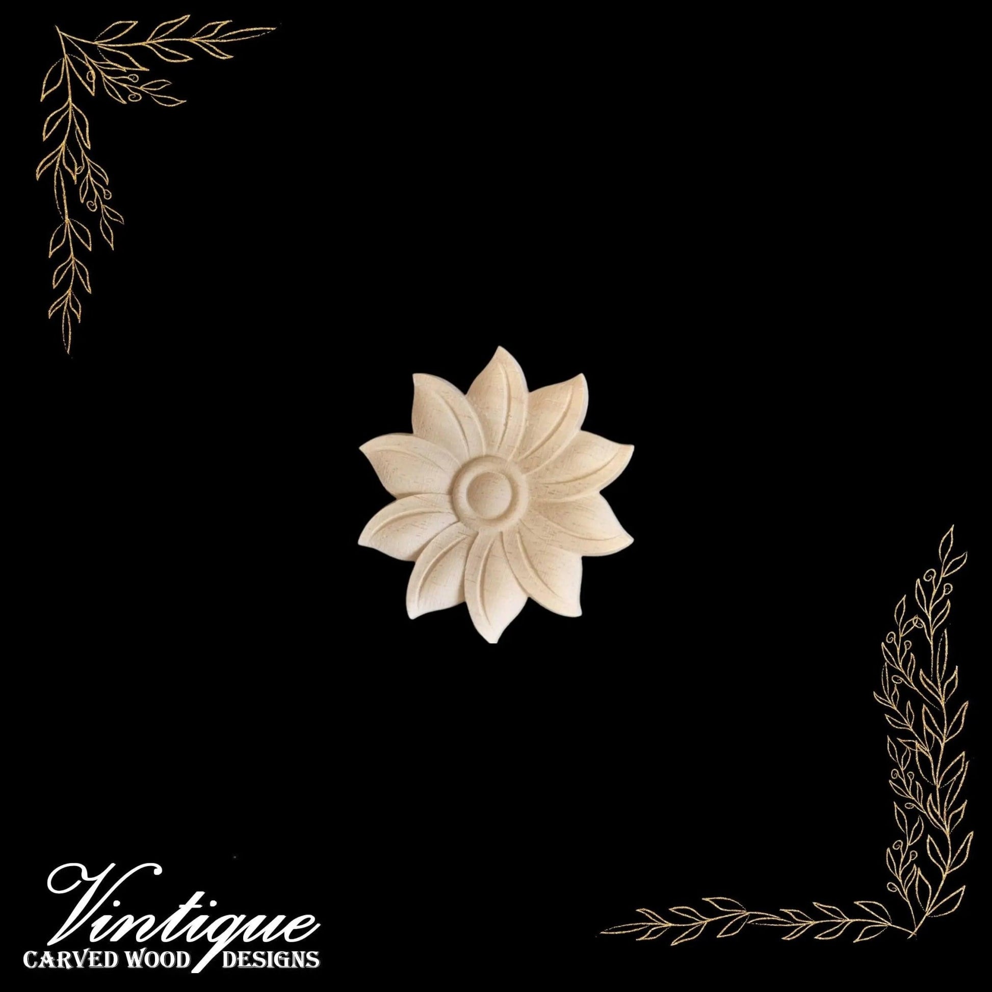 Centre Sunflower wood applique 5cm Diameter-Vintique Concepts