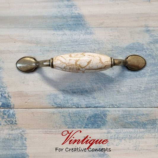 Ceramic 60mm Marble pattern Bronze Drawer / Cabinet vintage handle 148mm length - Vintique Concepts