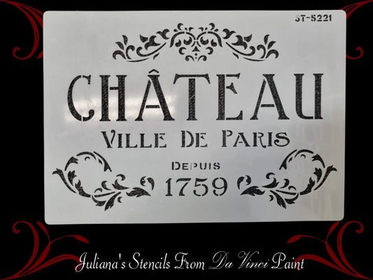 CHATEAU VILLE DE PARIS furniture paint stencil (A4 Size)-Vintique Concepts