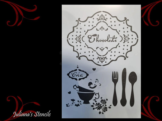 Chocolate Knife & Fork furniture paint stencil (A4 Size)-Vintique Concepts