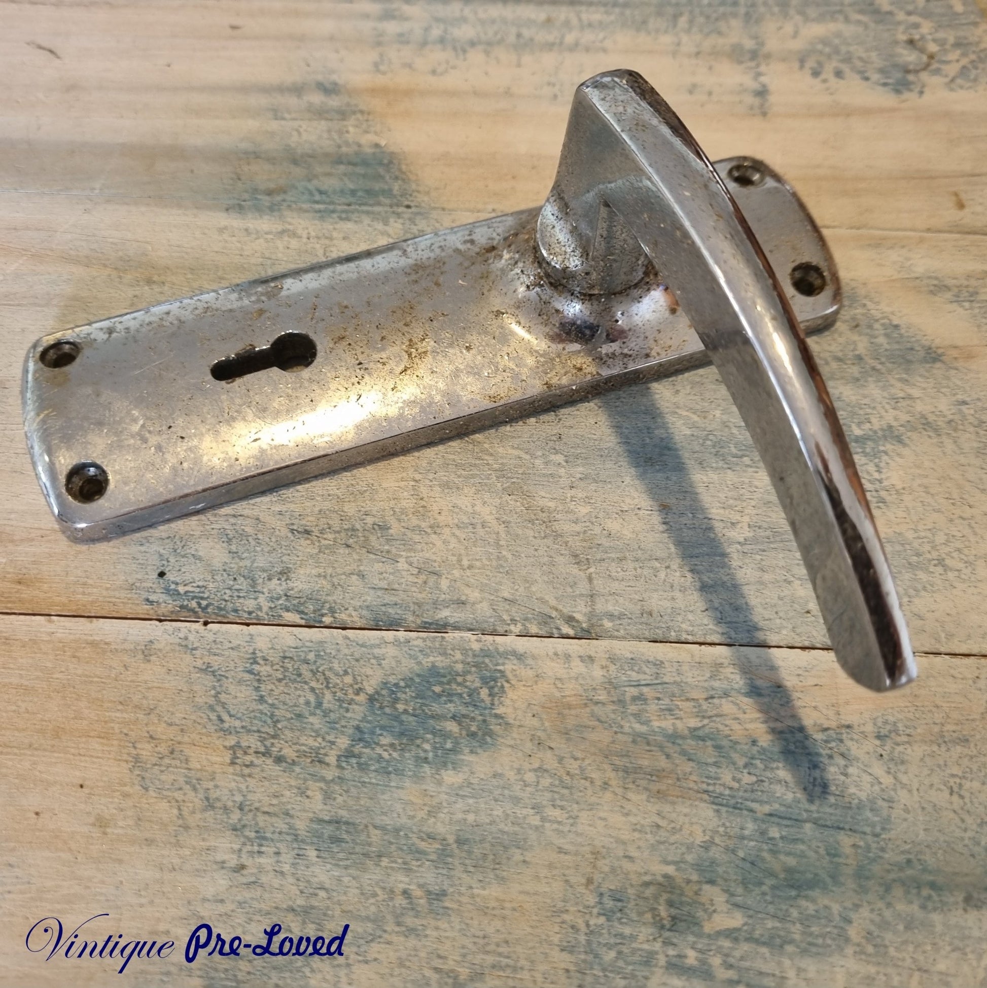 chrome narrow door handle re-claimed model 247-Vintique Concepts