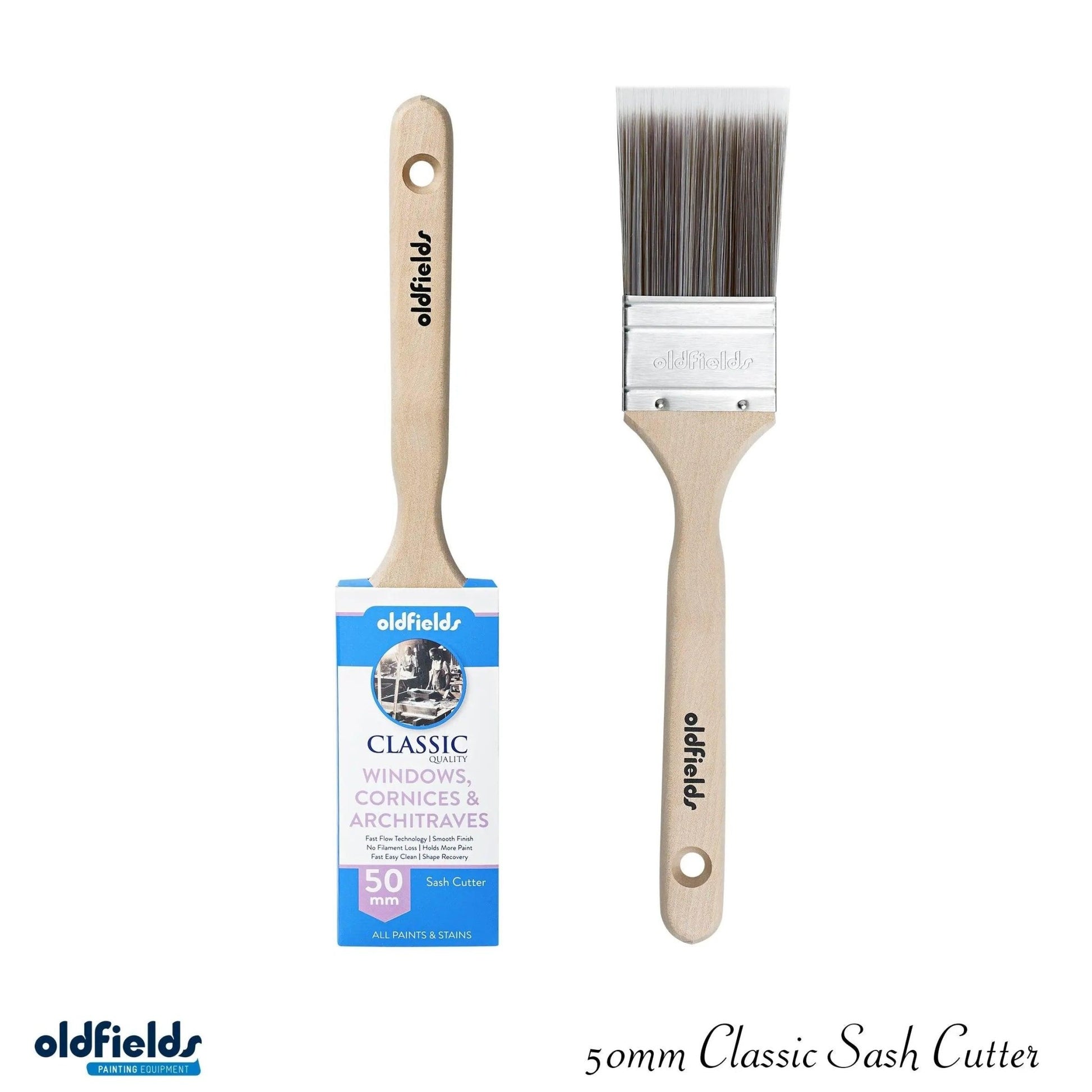 Classic 100% Tappered filament Sash & angle Cutters Paint Brushes from Oldfields - Vintique Concepts