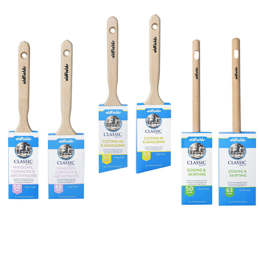 Classic 100% Tappered filament Sash & angle Cutters Paint Brushes from Oldfields - Vintique Concepts