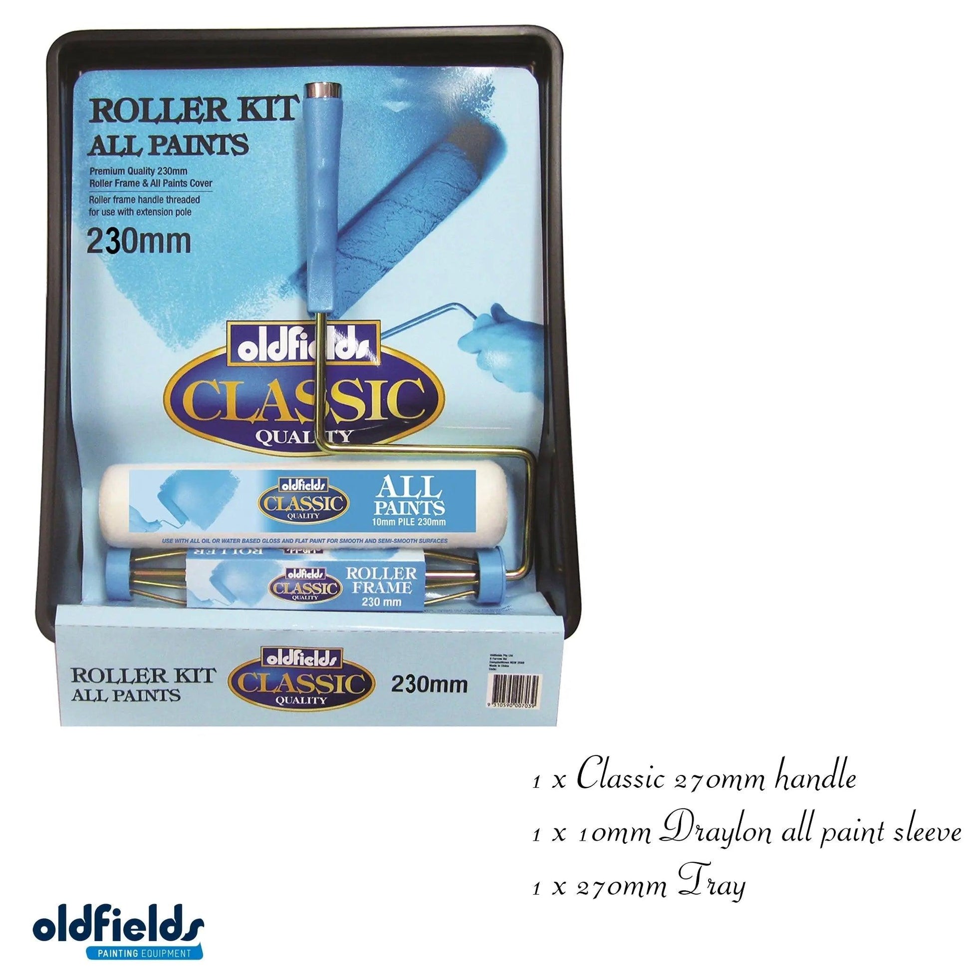 Classic 3 Piece 270mm Draylon all paints Paint roller kit from Oldfields - Vintique Concepts