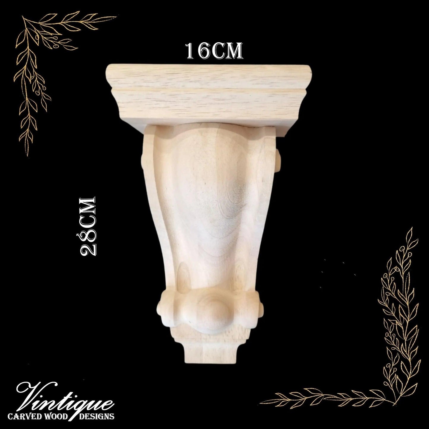 CLASSIC Large Scroll wooden corbell (each) 28cm x 28 x 10cm-Vintique Concepts