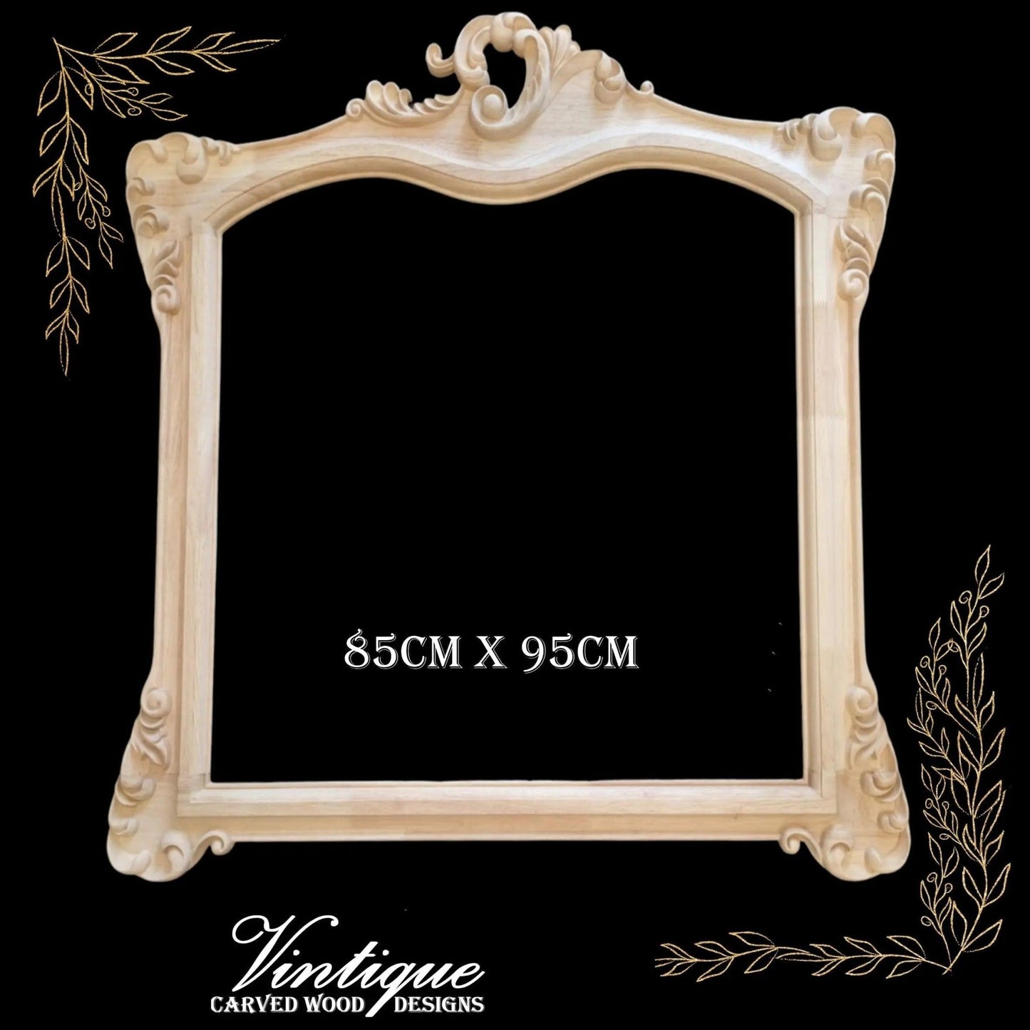 CLEARENCE PRICE - Hapsburg Scroll unfinished wood large mirror Frame 85cm x 95cm - Vintique Concepts