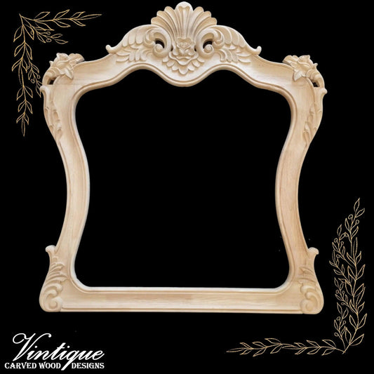 Scallop Banquet unfinished wood large mirror Frame 80cm x 86cm - Vintique Concepts