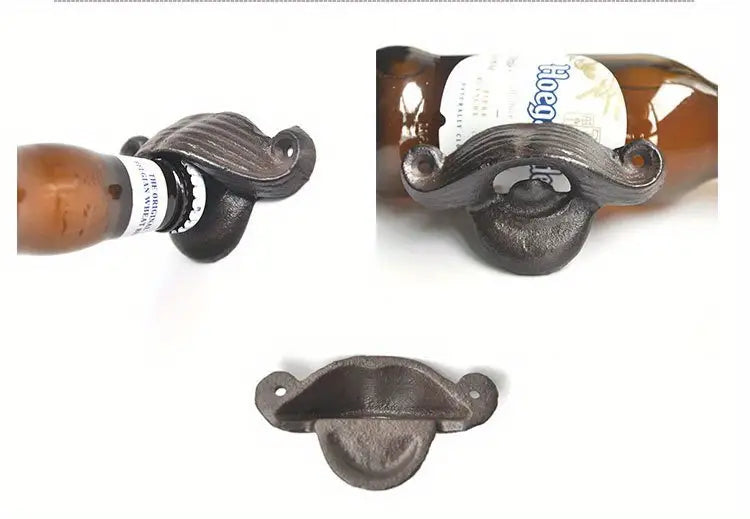 Cast Iron- Mustache-Shaped Wall Mounted Bottle opener for beer bottles etc