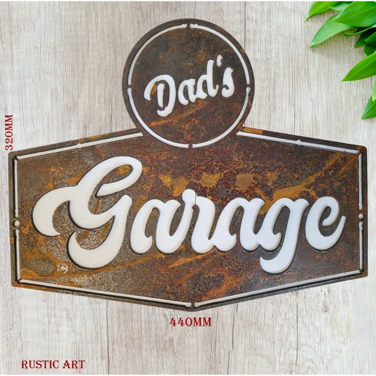 DADS GARAGE -Corten Rusty metal  art 440mm x 320mm-Vintique Concepts