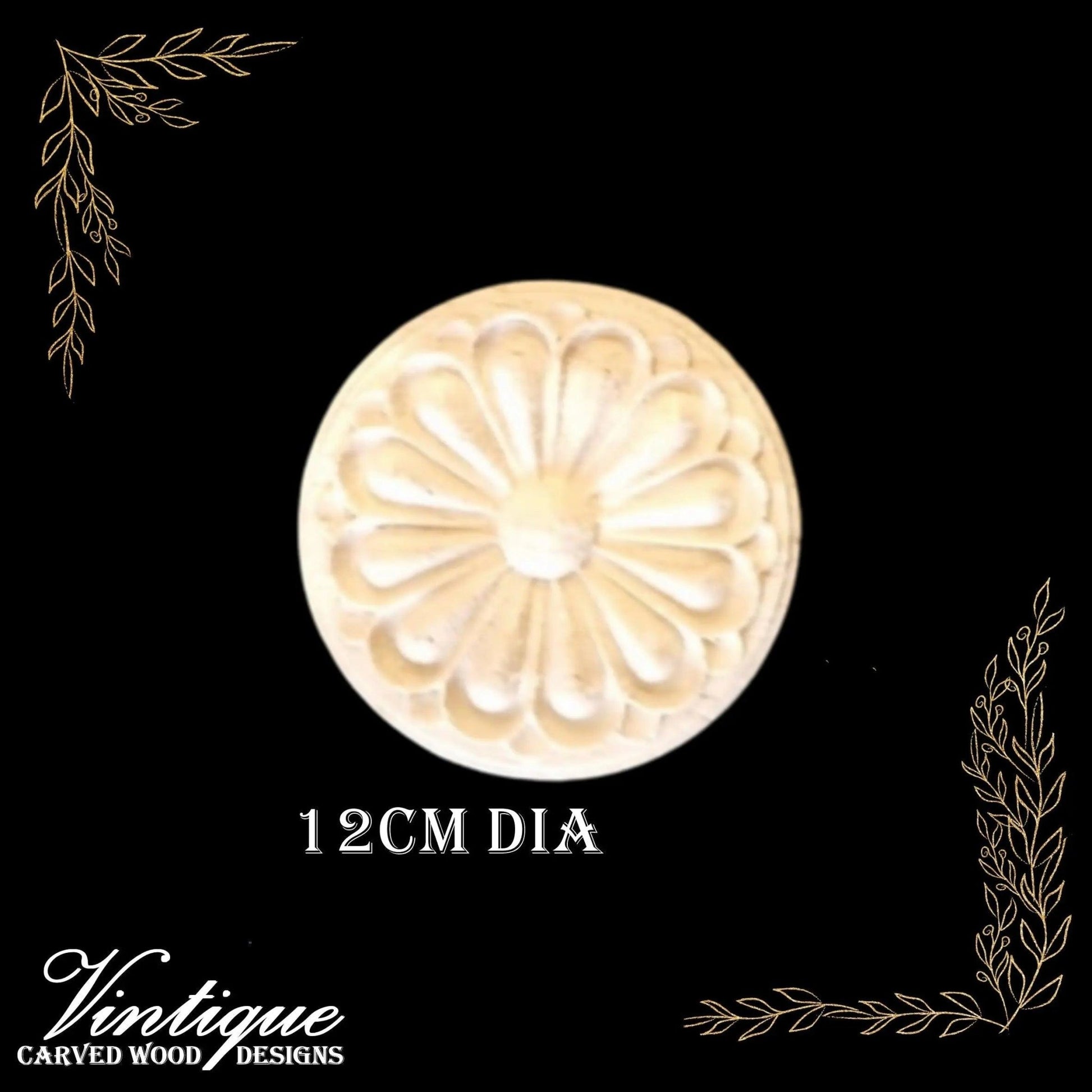 Daisy Furniture wood applique Onlay  12cm Diameter-Vintique Concepts