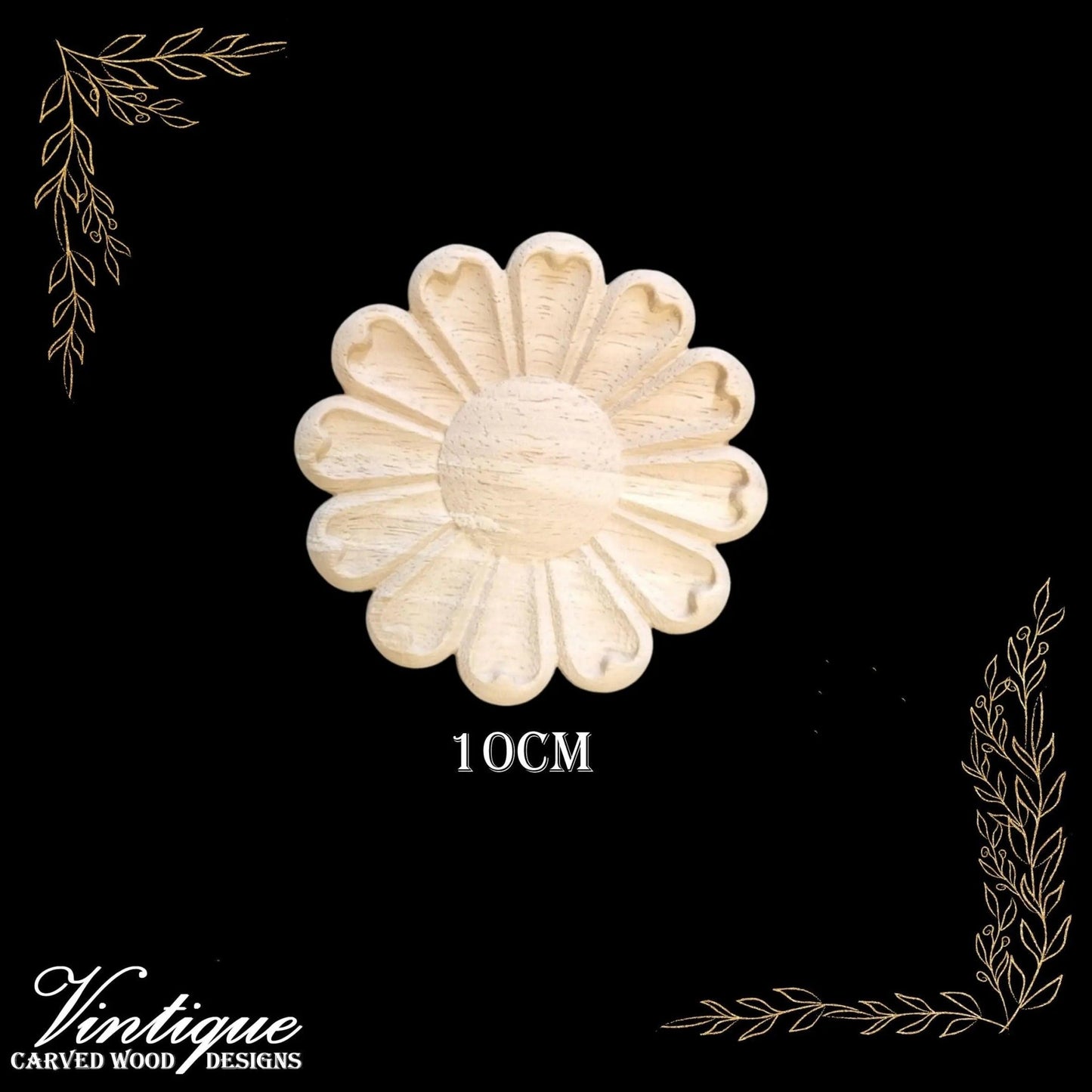 Daisy Petals Furniture wood applique Onlay  5cm Diameter-Vintique Concepts