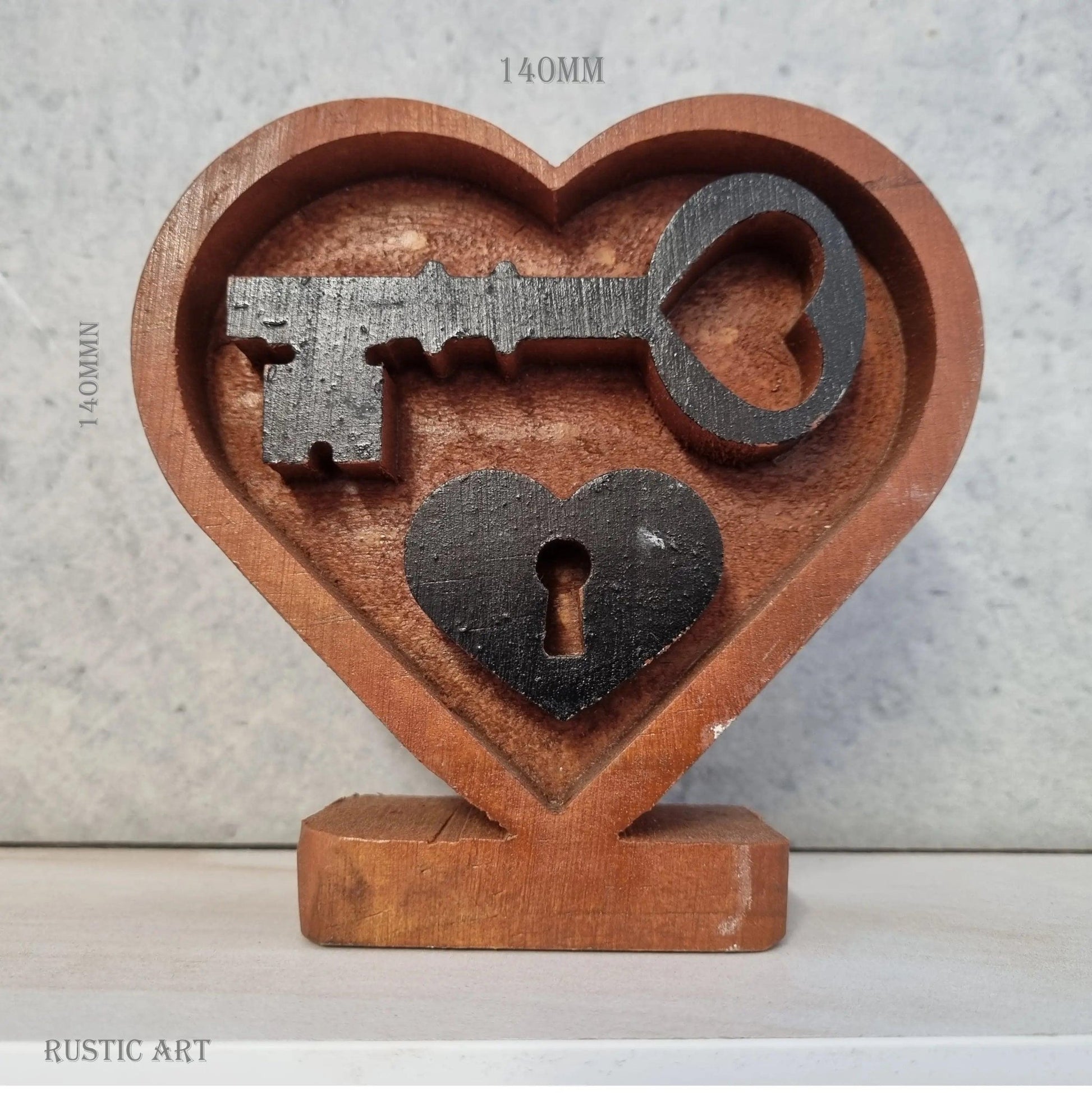 Deep Carved Pine"Lock and Key" Mantle Heart - Vintique Concepts