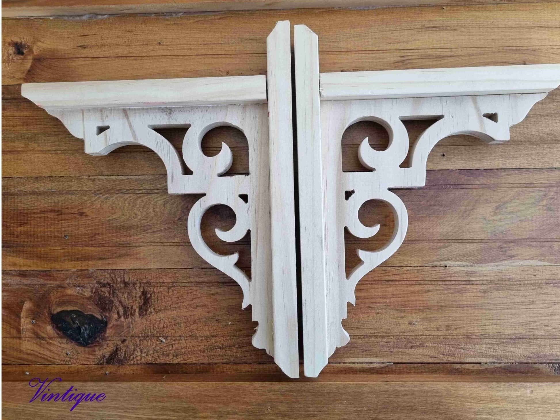 DEVONPORT ornate carved wood shelf Bracket 220mm x 282mm-Vintique Concepts