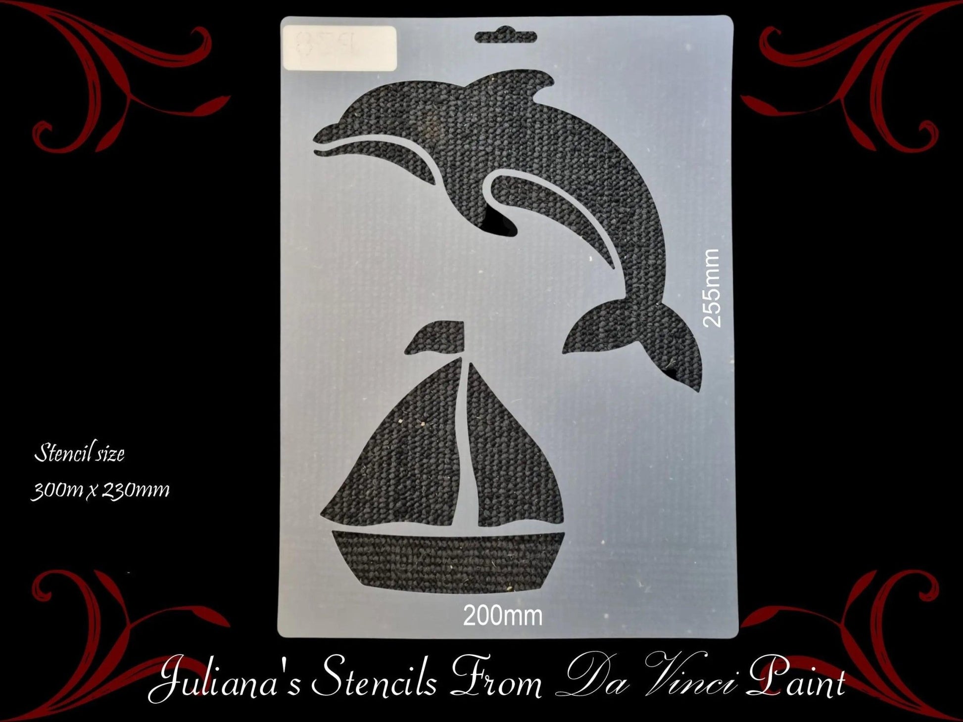 Dolphin & Sailboat furniture paint stencil  300mm x 230mm-Vintique Concepts