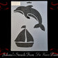 Dolphin & Sailboat furniture paint stencil  300mm x 230mm-Vintique Concepts